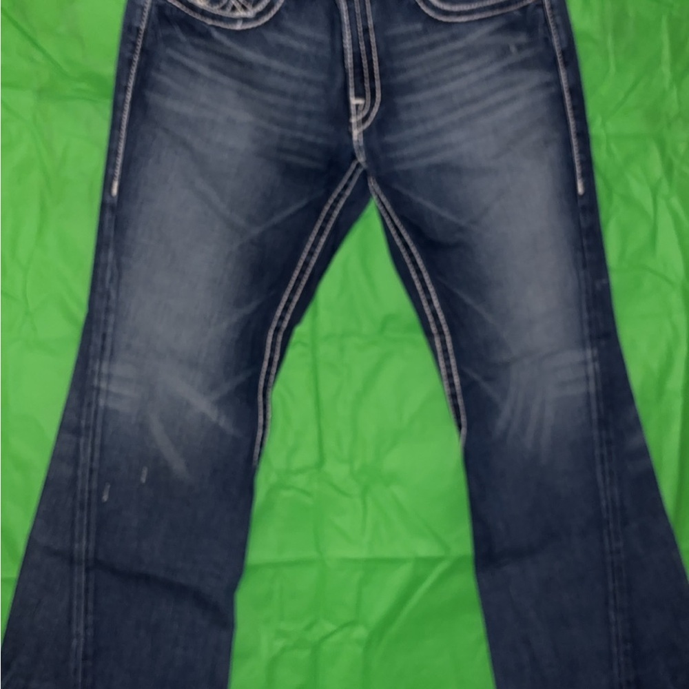 True Religion Blue Bootcut Jeans with Vintage Fading